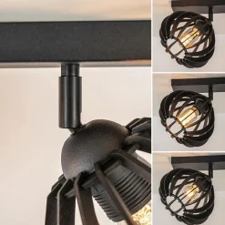 Stoere 2-lichts plafondlamp met houten kappen zwart></noscript>Straluma