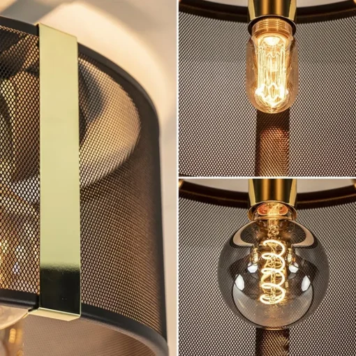 Stoere plafondlamp zwart met glossy goud>Straluma Online