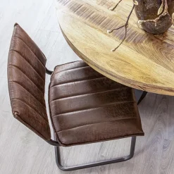 Stoffen eetkamerstoel bruin met gunmetal onderstel></noscript>Straluma