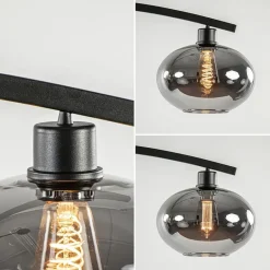 Strak klassieke hanglamp zwart met smoke glas><noscript><img width=