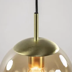 Strak klassieke hanglamp amber glas met messing 20 cm></noscript>Straluma Discount