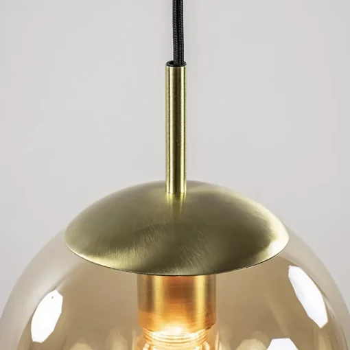 Strak klassieke hanglamp amber glas met messing 20 cm>Straluma Discount