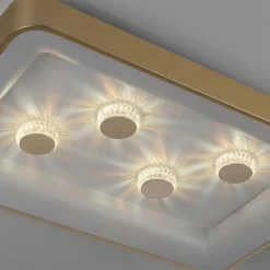 Strak klassieke LED plafondlamp goud met kristaleffect><noscript><img width=