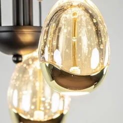 Strak klassieke plafondlamp egg goud met zwart><noscript><img width=