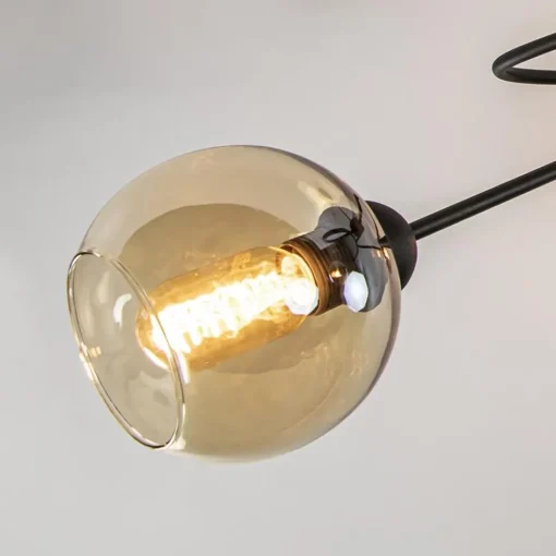 Strak klassieke plafondlamp met amber glazen bollen>Straluma Outlet