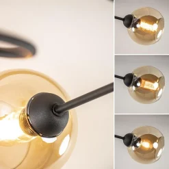 Strak klassieke plafondlamp met amber glazen bollen></noscript>Straluma Outlet