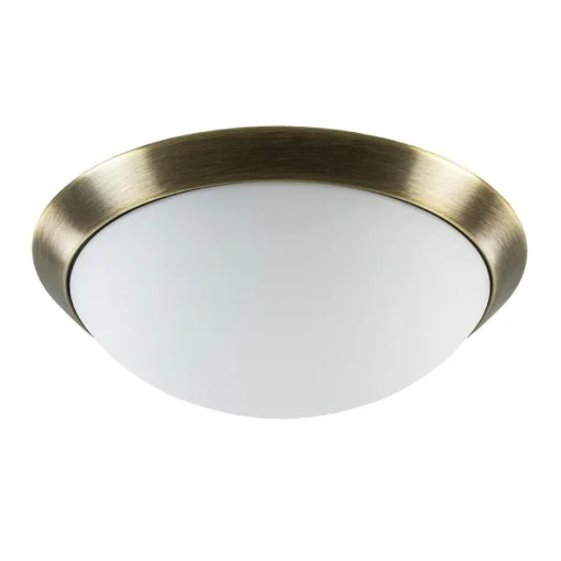 Strak klassieke plafonnière brons met mat wit glas>Straluma Discount
