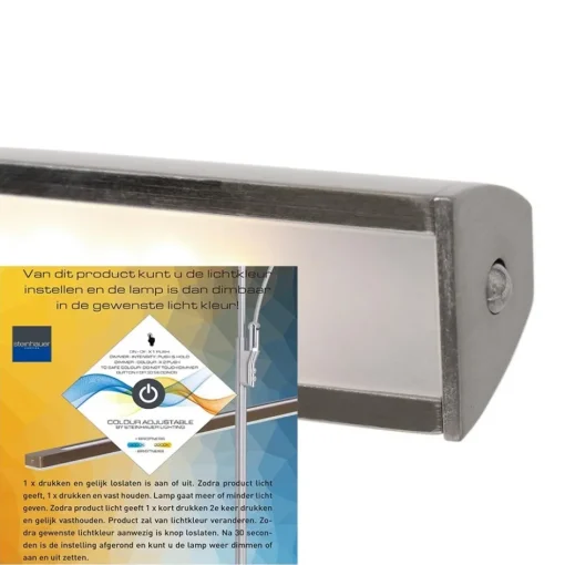 Strak klassieke schilderij wandlamp geborsteld staal>Straluma New