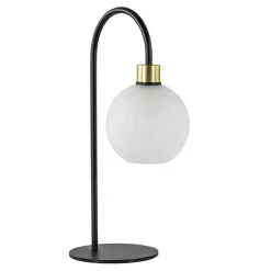 Strak klassieke tafellamp zwart met opaal glas>Straluma Online