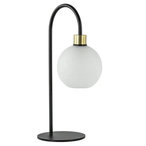Strak klassieke tafellamp zwart met opaal glas>Straluma Online