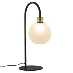 Strak klassieke tafellamp zwart met opaal glas>Straluma Online