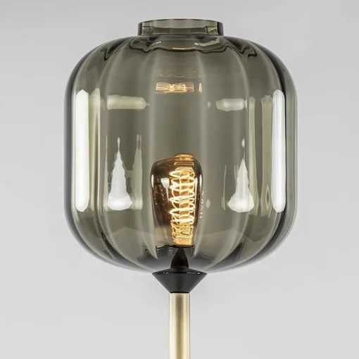 Strak klassieke vloerlamp brons met zwart en smoke glas>Straluma New