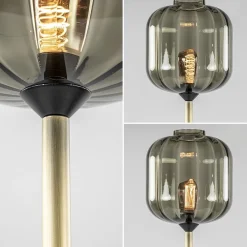 Strak klassieke vloerlamp brons met zwart en smoke glas></noscript>Straluma New