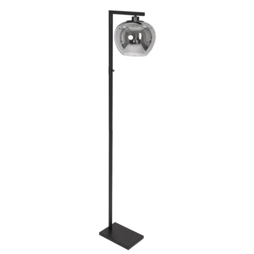 Strakke vloerlamp zwart met smoke glazen kap>Straluma Online