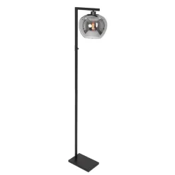 Strakke vloerlamp zwart met smoke glazen kap>Straluma Online