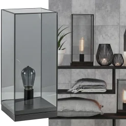 Tafellamp Askjer mat zwart met smoke glas></noscript>Straluma