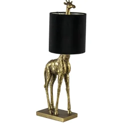 Tafellamp Giraffe groot antiek brons met velvet zwarte kap>Straluma Hot