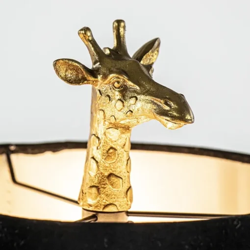 Tafellamp Giraffe groot antiek brons met velvet zwarte kap>Straluma Hot