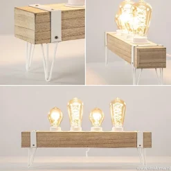 Tafellamp houten balk met witte pootjes 4-lichts exclusief lichtbron></noscript>Straluma Discount