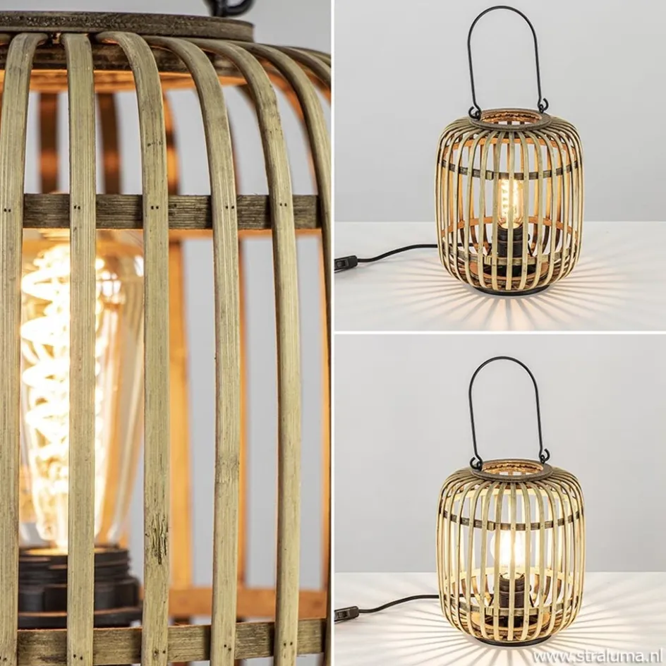 Tafellamp lantaarn bamboe>Straluma Outlet