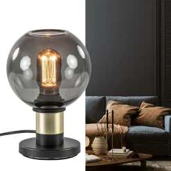 Tafellamp Lazise 15cm zwart/smoke/goud></noscript>Straluma Clearance