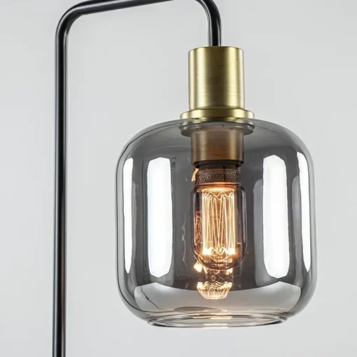 Tafellamp Lekar zwart/brons met smoke glazen kap>Straluma New