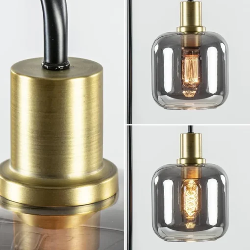 Tafellamp Lekar zwart/brons met smoke glazen kap>Straluma New