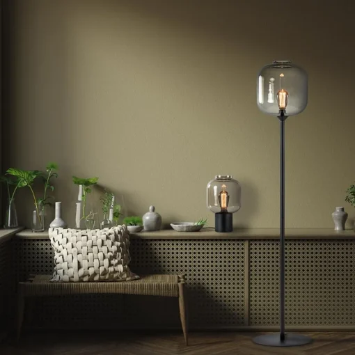 Tafellamp Lett zwart + smoke glas 20cm>Straluma Hot