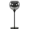Tafellamp mat zwart met 20 cm smoke glazen bol>Straluma Online