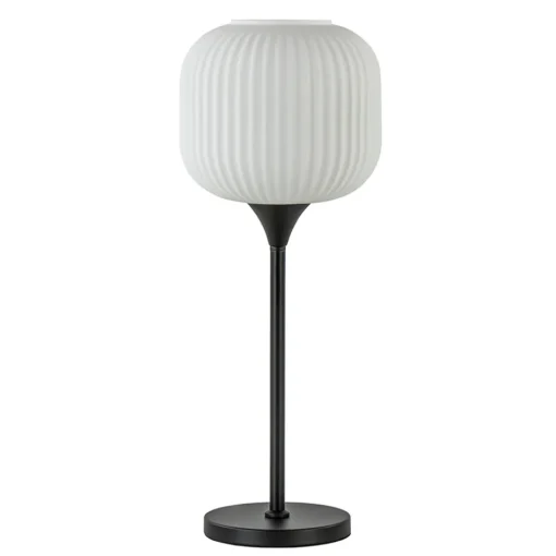 Tafellamp mat zwart met wit glas hoog>Straluma Discount