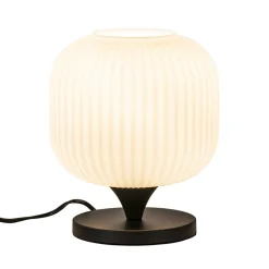 Tafellamp mat zwart met wit glas>Straluma Clearance