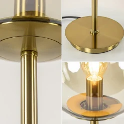 Tafellamp Medina goud met amber glas L&L></noscript>Straluma Outlet
