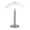 Tafellamp nikkel/glas wit + touchdimmer>Straluma Outlet