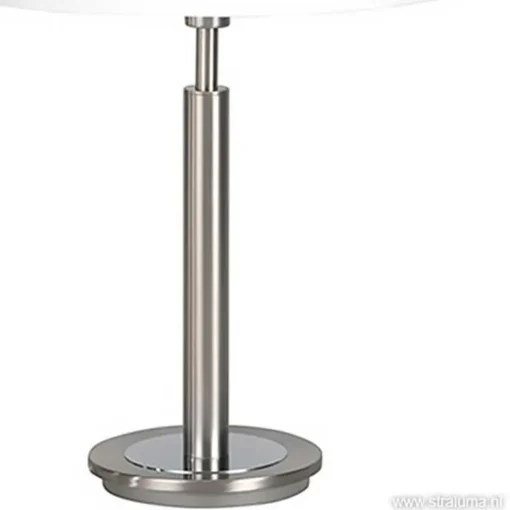 Tafellamp nikkel/glas wit + touchdimmer>Straluma Outlet