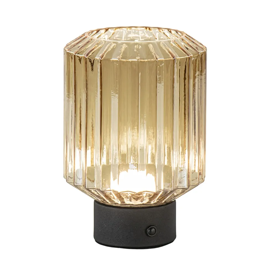 Tafellamp op batterij amber/zwart dimbaar>Straluma Hot