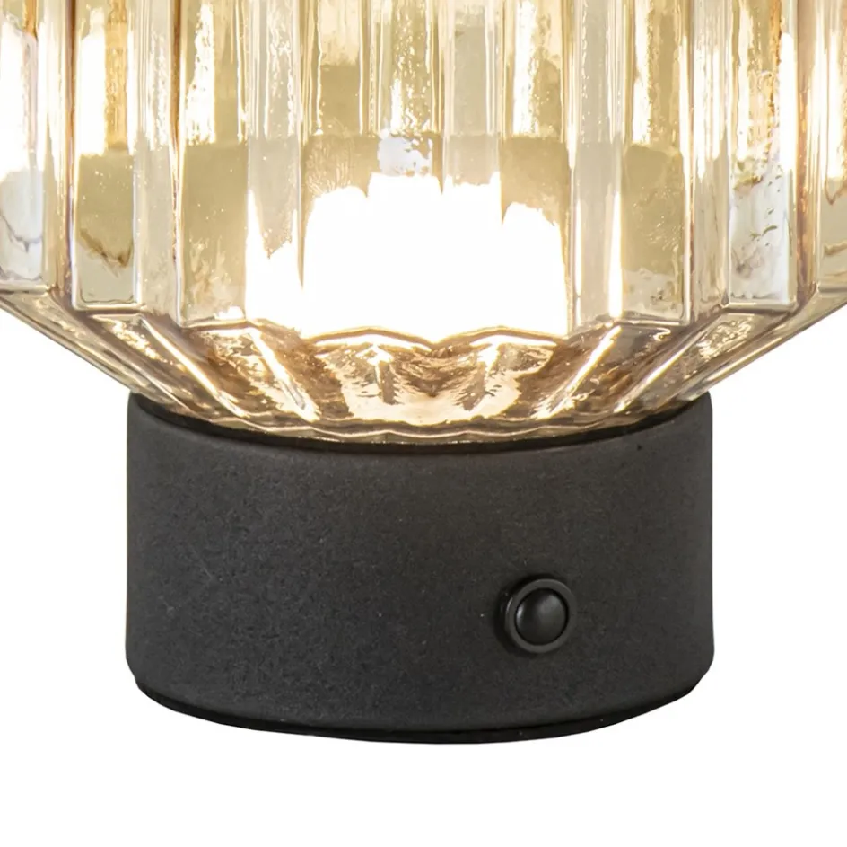 Tafellamp op batterij amber/zwart dimbaar>Straluma Hot