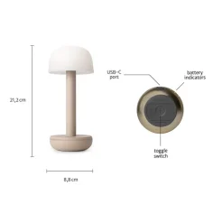 Tafellamp op batterij beige met frosted kap>Straluma Clearance
