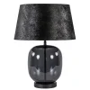 Tafellamp zwart glas met ronde kap 40 cm>Straluma Discount