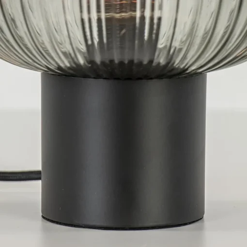 Tafellamp zwart met ronde smoke glazen kap>Straluma Best