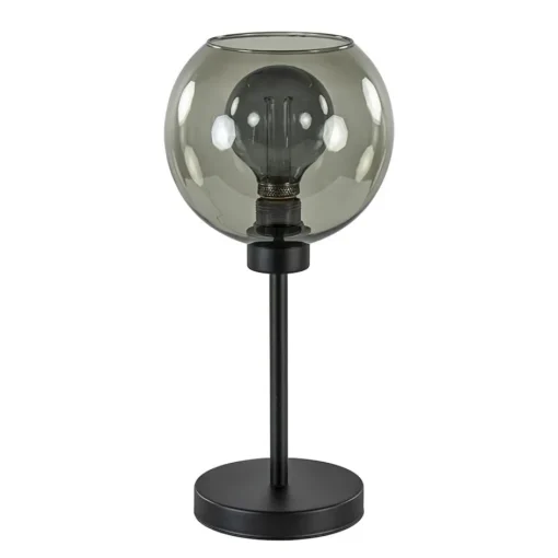 Tafellamp zwart met smoke glazen bol>Straluma Hot