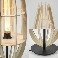 Tafellamp/vloerlamp naturel houten kap met zwart></noscript>Straluma New