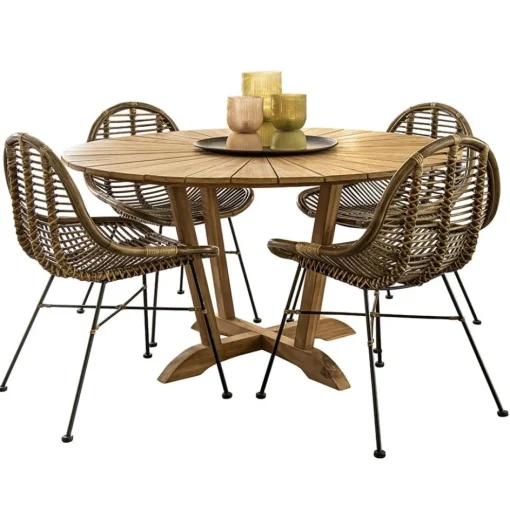Teak houten buitentafel rond 130 cm>Straluma Online