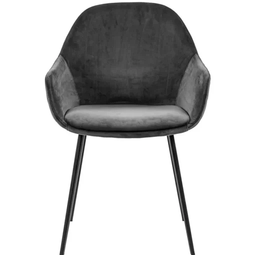 Trendy armstoel velvet grey met zwart metalen poot>Straluma Outlet