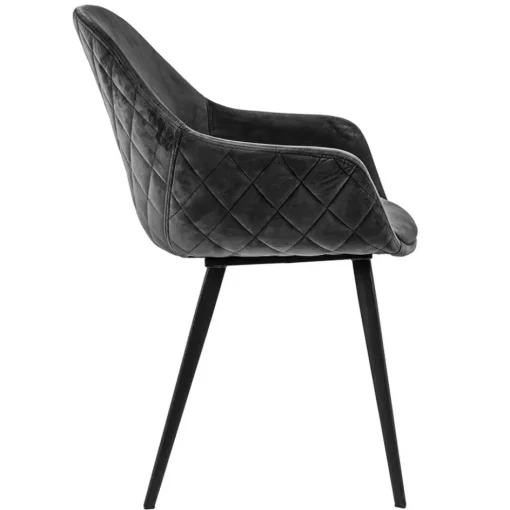 Trendy armstoel velvet grey met zwart metalen poot>Straluma Outlet