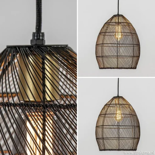 Trendy draad hanglamp Meya zwart/goud>Straluma Hot