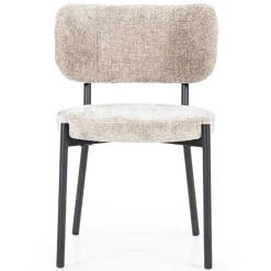 Trendy eetkamerstoel gemêleerd taupe met zwarte poot>Straluma