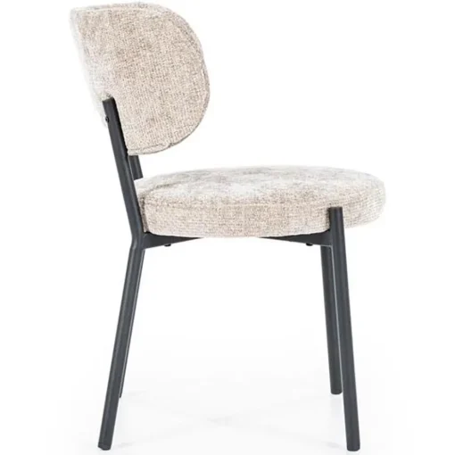 Trendy eetkamerstoel gemêleerd taupe met zwarte poot>Straluma