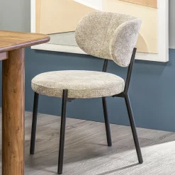 Trendy eetkamerstoel gemêleerd taupe met zwarte poot></noscript>Straluma
