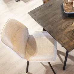 Trendy eetkamerstoel stof naturel met zwarte poot></noscript>Straluma Clearance