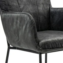 Trendy eetkamerstoel velours antraciet met armleuning></noscript>Straluma Outlet
